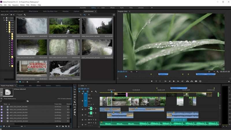 adobe premiere pro main window