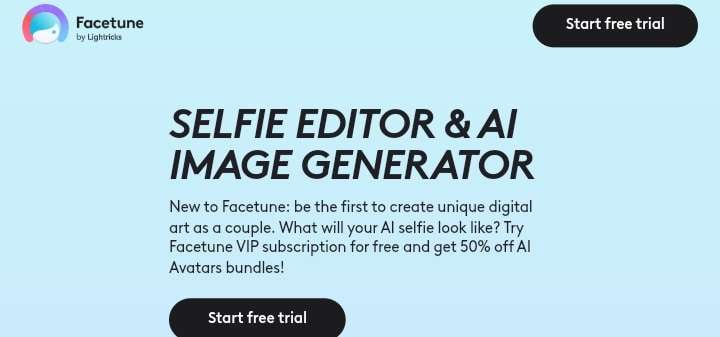 facetune ai image selfie generator