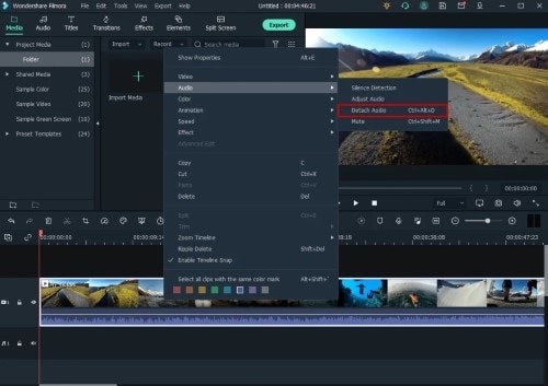 wondershare filmora detach audio
