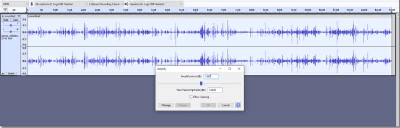 audacity amplify dialogue box interface